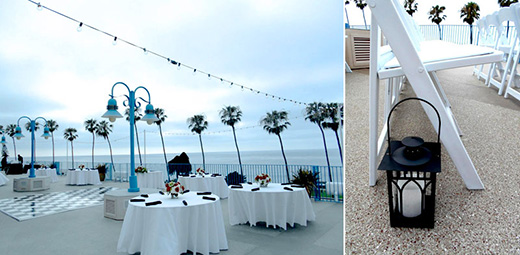 Wedding reception setup at La Jolla Cove Suites.