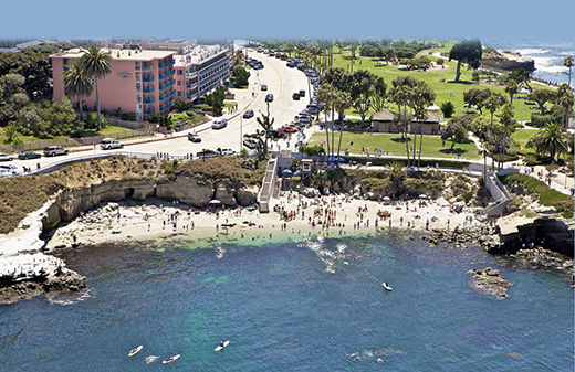 Birds eye view of La Jolla Cove Suites.