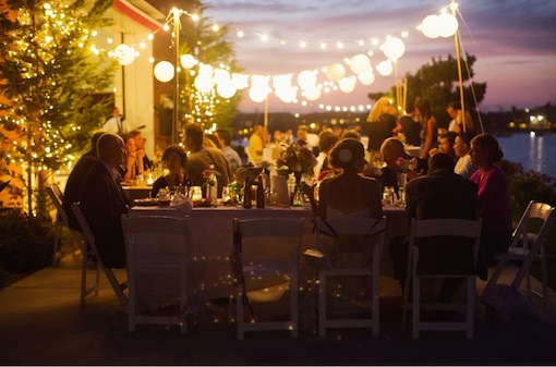 Lovely lighting at a wedding reception at The Garty Pavilion.