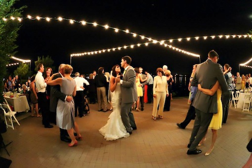 Nighttime dancing at this wedding reception at The Garty Pavilion.