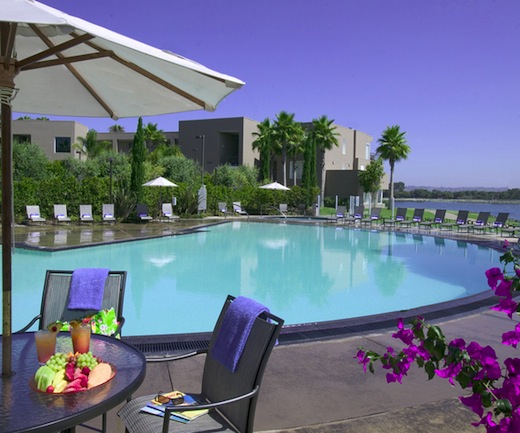 View of the pool at The Dana Hotel on Mission Bay.