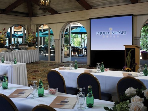 Inside the event room at the La Jolla Shores Hotel.