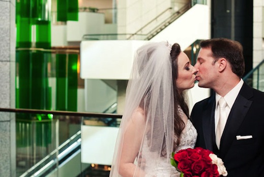 Bride and Groom kissing at the Westin San Diego.