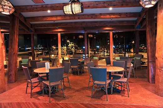 Dining room seating at Bali Hai Restaurant.