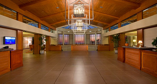 The lobby at the Hilton La Jolla Torrey Pines