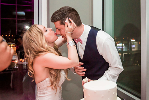 Bride Eats Cake Off of Groom's Nose