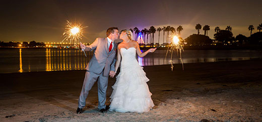 Bride & Groom With Sparklers